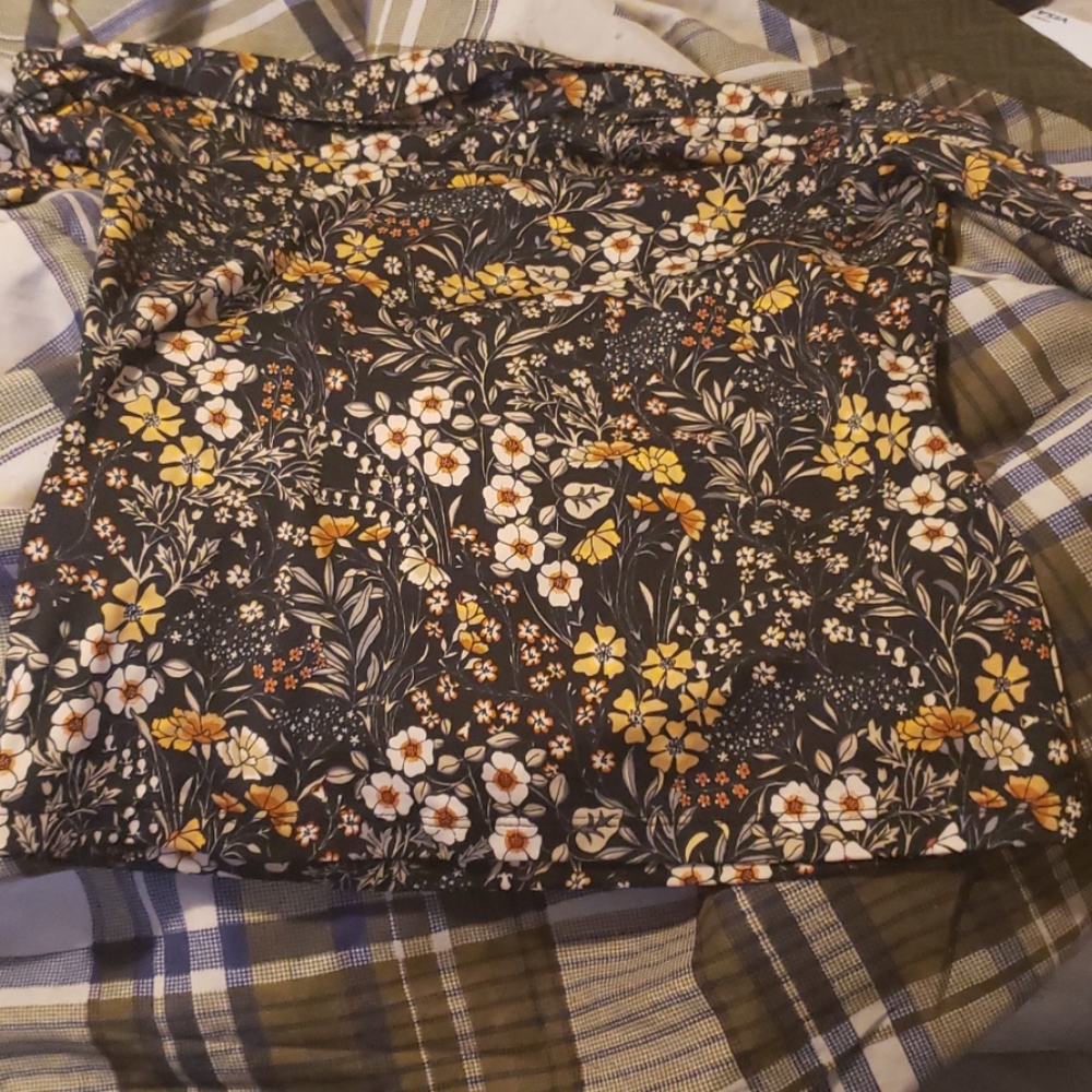 Floral long sleeve off the shoulder top